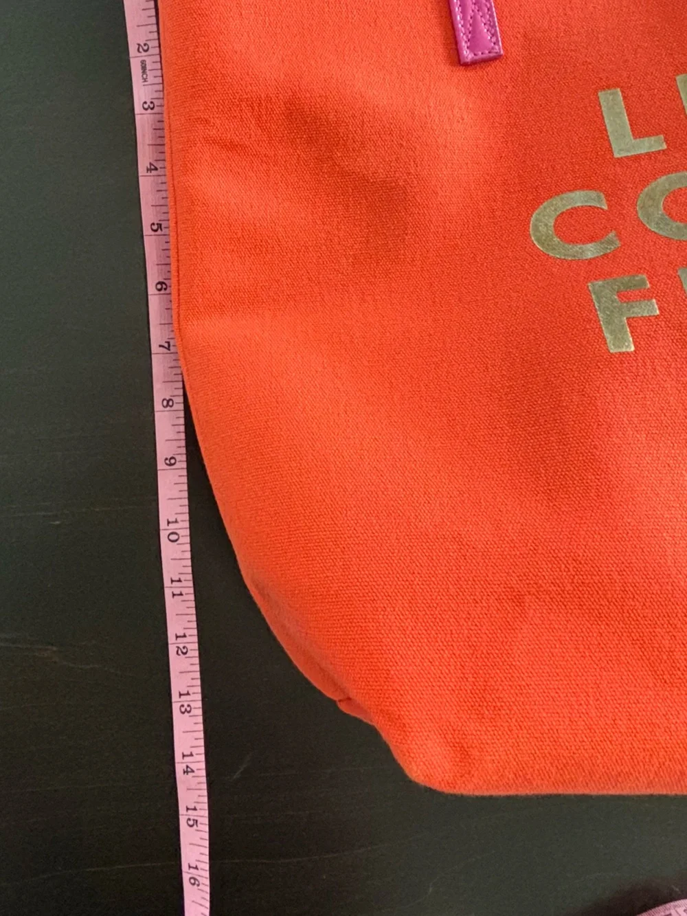 kate spade orange canvas tote with pink handles EUC